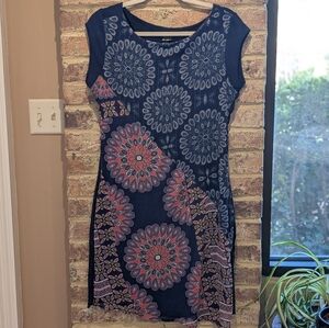 Desigual Navy Dress with Red and Gray Patterns